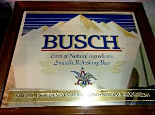 Vintage Busch Beer Mirror 202 - 210 - 78 Large 24 " X 20 1/2 " Wood Framed