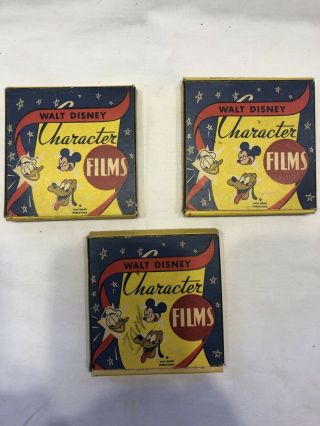 3 Vintage 8mm Walt Disney Character Films 1451 - B,  1454 - B,  1414 - B