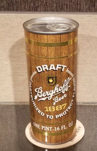 1969 16 Ounce Bottom Open Berhoff Draft Pull Tab Top Beer Can Walter Pueblo Co