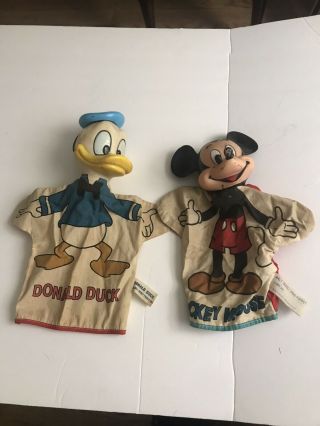 Vintage Walt Disney Hand Puppet Mickey & Donald