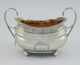 Large Antique George Iii Scottish Sterling Silver Sugar Bowl