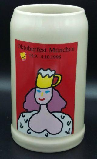 1998 Official Oktoberfest Munchen Liter Stein Tankard Mug Jankowska Rastal Anb
