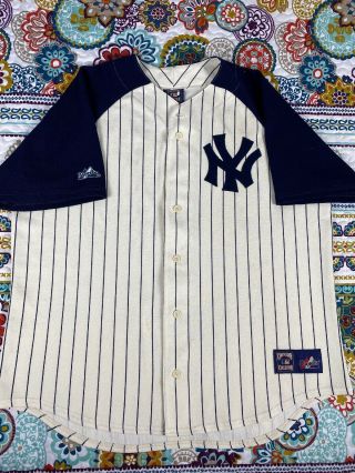 Babe Ruth York Yankees Majestic Cooperstown Jersey Mens Sz Xl Vintage Usa