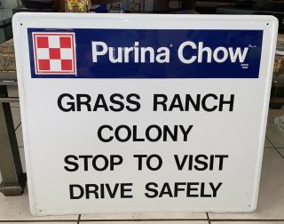 Vintage Purina Chows Ranch Sign 28 " Embossed Metal Sign
