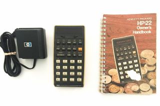 Vintage Hp - 22 Calculator And Power Adapter -