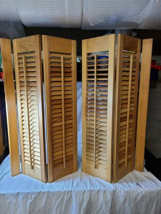 Vintage Interior Solid Wood Window Plantation Shutters Louvered 32 " ×32 " Unfinish