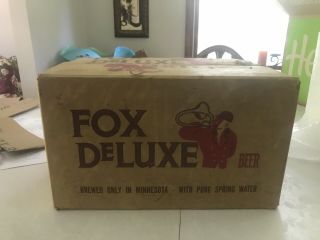 (vtg) 1960s Fox Deluxe Beer 24 12oz Bottles Cardboard Case Game Room Bar Mn