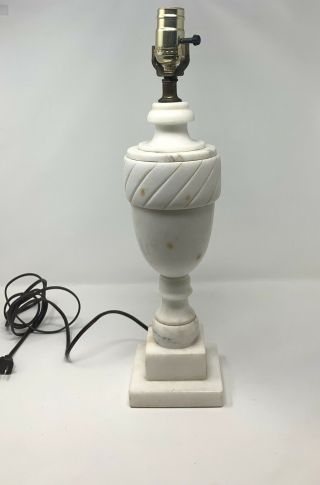 Vtg Hand Carved Italian Marble Urn Lamp Art Deco Hollywood Regency Neoclassical