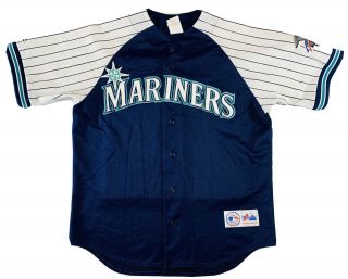 Vintage 24 Ken Griffey Jr Seattle Mariners Majestic Jersey Large All Sewn Mlb