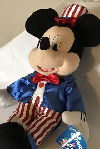 Vintage Disney Mickey Mouse 16” Patriotic Usa Plush Red White Blue July 4th
