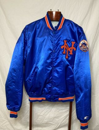 1980’s Vintage York Mets Starter Satin Jacket Men’s Xl Made In Usa