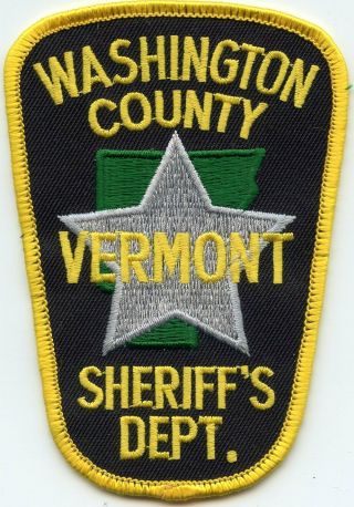 Washington County Vermont Vt Sheriff Police Patch