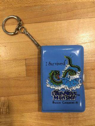 Vintage Busch Gardens The Loch Ness Monster Key Chain Ring Playing Cards
