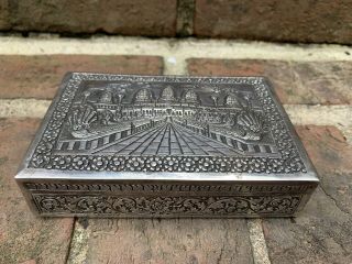 Vintage Sterling Silver Hand Chased Silver Trinket Box