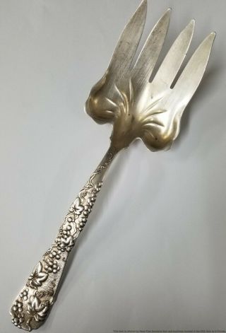 Antique Tiffany Co Sterling Silver Aesthetic Grape Vine Huge Fish Serving Fork