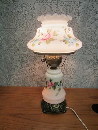 Vtg Accurate Casting 3 Way Electric Gwtw Floral Hurricane Lamp Hand Painted