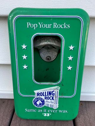 Vintage Rolling Rock Beer Bottle Cap Opener And Canister Starr X