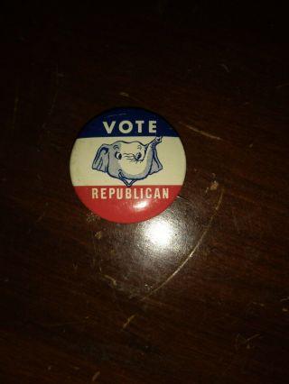 Cool Vintage Gop Elephant Vote Republican Political Pinback Button