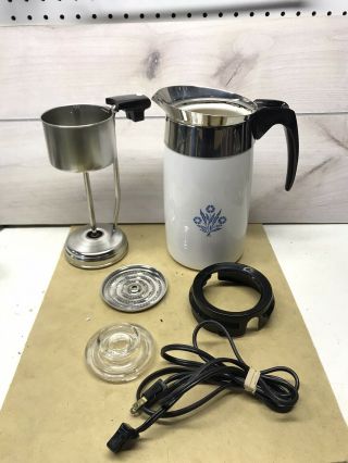 Vintage Corning Ware Cornflower Blue 10 Cup Electric Coffee Pot