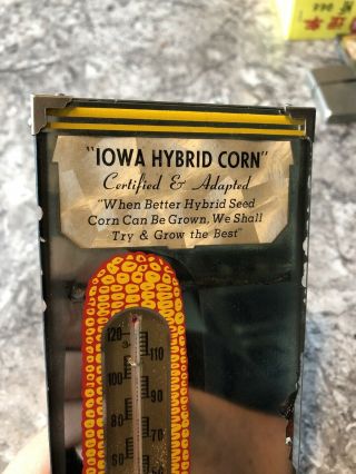 Vintage Iowa Hybrids Seed Corn Glass Thermometer - Jasper Overland Jewell Iowa 2