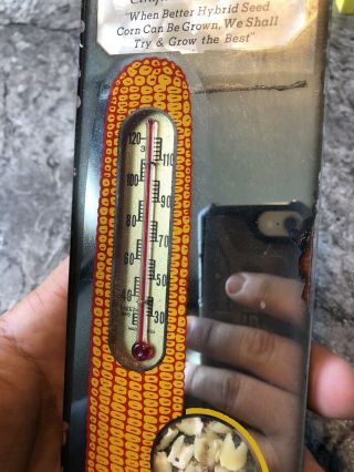 Vintage Iowa Hybrids Seed Corn Glass Thermometer - Jasper Overland Jewell Iowa 3