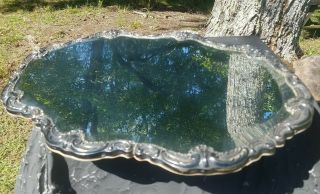 Vintage Peruvian Centerpiece Mirror Tray W Sterling Silver.  925 Del Pilar Frame
