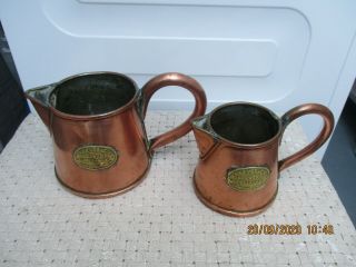 Two Antique Copper Brewery/pub Measuring Jugs W Reeves & Co C1900