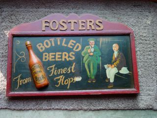 Vintage 1970’s Fosters Beer 3d Wooden Bar Sign Mancave