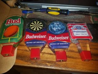 (5) Vintage Budweiser Beer Tap Handle 2 Sided Lucite Acrylic Bud