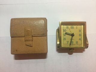 Vintage Travel Clock Imperial Watch Co 15 Jewel Swiss