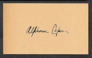 Al Capone Autograph Facsimile On Period 1920s 3x5 Card