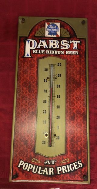 Vintage Pabst Blue Ribbon Beer Thermometer Sign Pbr