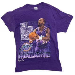 Vintage 90s Karl Malone Utah Jazz T - Shirt Pro Player Size Large