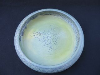 Vintage Matte Green Arts & Crafts Style Footed Planter Bowl Thick Glazed 9 " D