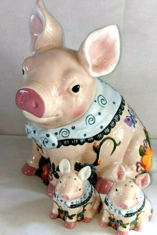 Vintage Mama Pig Cookie Jar With Piglets Salt And Pepper Shakers By Mercuries