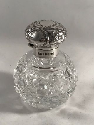 Hallmarked Solid Silver And Glass Scent Bottle