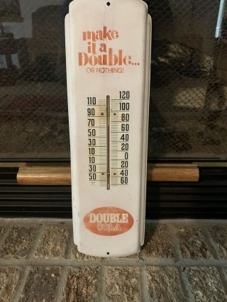 Vintage Double Cola Advertising Thermometer 17”