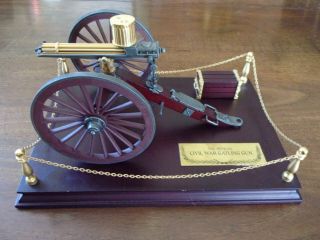 Vtg Franklin The Official Civil War 1857 Gatling Gun Model Hardwood Base