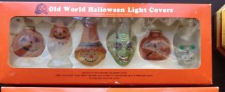 1 Set Vintage Old World Halloween Glass Light Covers Witch Pumpkin Skull