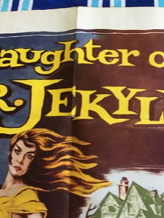 VINTAGE MOVIE POSTER THEATER 27x41 1957 DAUGHTER OF DR JEKYLL MONSTER 3