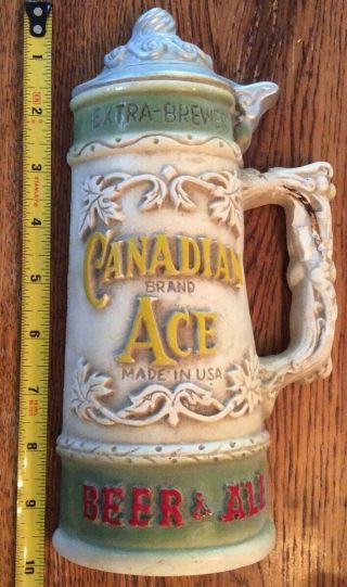 Vintage Canadian Ace Beer Stein Chicago Advertising Wall Hanging Chalkware Sign