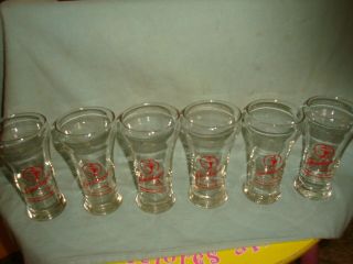 Set Of 6 Vintage 1960s Leinenkugel No S Beer Glasses - Nos