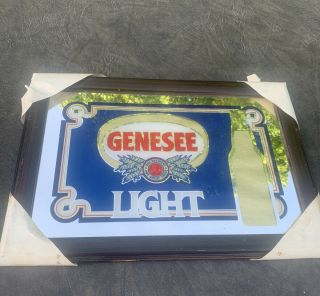 Vintage Genesee Light Beer Bar Sign Mirror Man Cave Genny Light Rare Rochester