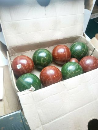Vintage Sportcraft Bocce Ball Set Made In Italy 8 Balls,  1.  F