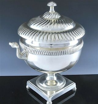 Handsome Large Antique Urn Form Silver Plate Soup Tureen Entree Serving Bowl N/r