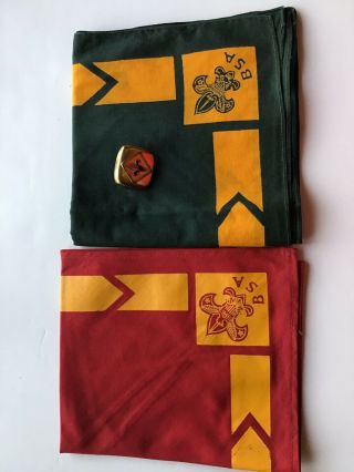 Boy Scout Vintage Neckerchief Scarfs And One Slide