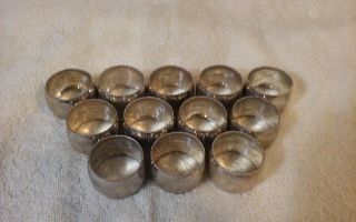 Set Of 12 Handmade Marked Sterling Silver.  925 Napkin Rings