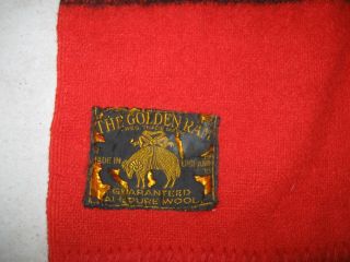Vintage The Golden Ram England Red Woven Pure Wool Huge Blanket 90 