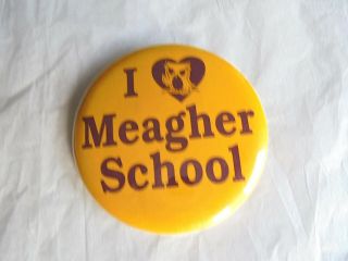 Cool Vintage I Love Meagher School Owls Elementary School Sports Spirit Pinback