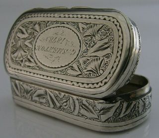 Victorian Sterling Silver Snuff Box 1876 Antique Smeaton Family